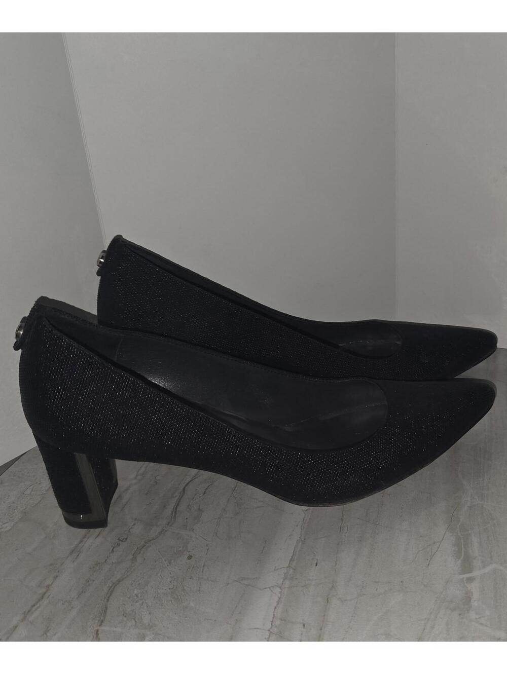 Stuart Weitzman Black Sparkled Textured Leather Heels sz 8